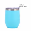 Isolierter 12oz azurblauer Edelstahl-Eierbecher-Tumbler mit transparentem Deckel - 360ml / Tiefseeblau