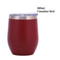 12oz 360ml zinnoberroter vakuumisolierter Weinbecher aus Edelstahl in Eierschalenform - 360ml / Zinnoberrot