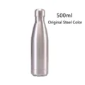 500ml stainless steel bowling-shaped vacuum insulated water bottle original steel finish - 500ml / Steel Color