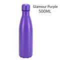 Μωβ θερμός 500ml από ανοξείδωτο χάλυβα 304 σε σχήμα μπουκαλιού κόλα, ματ φινίρισμα - 500ml / Μωβ Φάντασμα