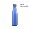 500ml Moroccan blue stainless steel bowling pin vacuum water bottle with silver cap - 500ml / Moroccan Blue