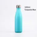 500ml turquoise blue double-walled vacuum insulated stainless steel bowling bottle - 500ml / Turquoise Blue