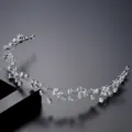 Elegant silver vine bridal tiara crown with sparkling cubic zirconia stones - Vine Leaf Style (F23062101) / Silver