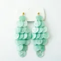 Elegant mint green acetate disc tassel earrings for women with a fresh summer boho style - Stud Style (E4785) / Mint Green (E4785)