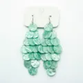 Mint green marbled acetate disc tassel drop earrings with an elegant summer style - Hook Style (E4785) / Mint Green (E4785)