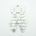 Elegant long white iridescent acetate disc tassel earrings on gold hooks for summer fashion - Hook Style (E4785) / Solid White (E4785)