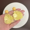 Sweet and elegant yellow acrylic flower stud earrings perfect for summer beach style - Gold Yellow Style (E5483)