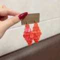 Stylish vibrant orange acetate disc tassel drop earrings for a trendy summer look - Stud Style (E4785) / Golden Orange (E4785)