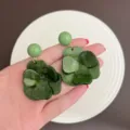 Sweet green resin flower drop earrings for summer beach vacations and elegant wear - Gold Green Style (E5483)