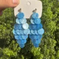 Elegant blue acetate layered disc tassel earrings for a vibrant summer fashion statement - Stud Style (E4785) / Dark Blue