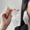 Elegant white acetate layered disc tassel earrings for a statement fashion look - Stacked Faux Shell Disc Style (E4907) / White
