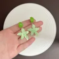 Fresh green starfish pendant earrings in summer beach style with marbled texture - Light Green Starfish Style (E5396) / Light Green