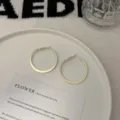 Elegant 18K gold-plated minimalist flat hoop earrings in a stylish modern Korean style - Flat Ripple Hoop Style (E5032) / Gold