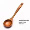 Handcrafted medium wooden soup spoon featuring a 27.5cm long handle for serving - Medium Soup Spoon (Style 01) / 27.5cm x 8cm