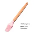 Pink silicone basting brush with durable wooden handle for baking and BBQ, 27cm - Pink