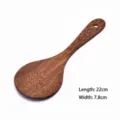 Durable handcrafted chicken wing wood rice paddle with 22cm length and handle hang hole - Style 01 / Rice Spoon (22x7.8cm)
