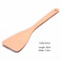 High-quality beech wood long handle oblique spatula for non-stick pans, 32cm x 7.5cm size - Slanted Spatula (03款) / 32x7.5cm