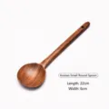 Cuillère ronde en bois à long manche de 22 cm de style coréen en teck naturel pour la cuisine - Petite Cuillère Ronde Coréenne (155702052)
