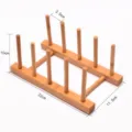 Multifunctional 4-slot bamboo storage rack for tea cakes and kitchen dishes shown with dimensions - 4 Grids