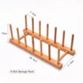 6-slot eco-friendly bamboo storage rack for tea cakes and kitchen dish drainage - 6 Grids
