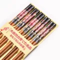 Lot de 5 paires de baguettes en bambou imprimées style japonais avec motif dessin animé - Pack de 5 Paires / Personnages de Dessin Animé Japonais (07款)