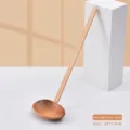 Minimalist natural wood long-handle ramen spoon with 26x7.5cm duck egg shape head - Natural Style / Natural
