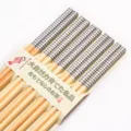 Set di 5 paia di bacchette giapponesi in bambù naturale con eleganti manici a quadretti - Confezione da 5 Paia / Mini Quadretti Bianco e Nero (02款)