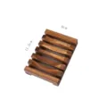 Wooden soap dish with draining slatted design, rectangular bathroom soap holder 11.5x8cm - Carbonized Brown