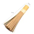 Cepillo de bambú comercial para la limpieza profesional de ollas en cocina, 31 cm - Mango Amarillo Plano