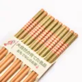 Set di 5 paia di bacchette in bambù stile giapponese con motivi a righe colorate - Confezione da 5 Paia / Strisce Stampate Rosso e Verde (06款)