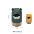 Portable cute cartoon bear toothpick holder including 300 bamboo sticks in random colors - Style 08 (1867)