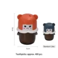 Cartoon girl toothpick jar with 400 bamboo toothpicks, portable holder in random color - Style 09 (1867)