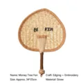 Traditional handmade wheat straw fan featuring Be Rich embroidery design for summer - Be Rich Money Style / 34*25CM