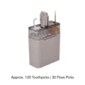 Compact portable toothpick and dental floss storage dispenser case in grey white - Style 10 (1867)