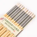 Set di 5 paia di bacchette in bambù a righe di alta qualità in stile giapponese con stampa - Confezione da 5 Paia / Sottili Strisce Rosa (04款)