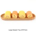 Plateau à collations rectangulaire en bois de style japonais, 30x9x2cm de dimension - Assiette à Dessert Motif Kikkou / L / Couleur bois naturel