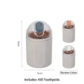 Portable bamboo toothpick holder with 450 fine bamboo toothpicks, random color button - Style 13 (1867)