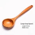 Handcrafted large 35.5cm wooden soup ladle featuring a 9.5cm wide round bowl - Large Soup Spoon (Style 02) / 35.5cm x 9.5cm