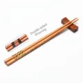 Japanese style wooden chopsticks with creative double-sided woven pattern detail - Style 01 (Double-Sided Woven Pattern)