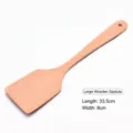 Large beech wood long handle spatula for non-stick pans, measuring 33.5cm by 8cm - Large Cooking Spatula (04款) / 33.5x8cm