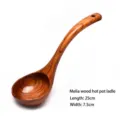 Handcrafted 25cm long handle neem wood soup ladle perfect for hot pot and porridge - Neem Wood Style / 25cm
