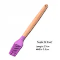 Purple silicone pastry basting brush with heat-resistant wooden handle for kitchen baking - Purple