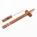 Japanese style wooden chopsticks with double-sided woven pattern detail - Style 02 (Yellow and Black Weaving)