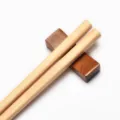 High-quality Japanese-style natural wooden chopsticks with matching dark wood rest - With Wood Chopstick Rest / 23.5cm / Natural Color
