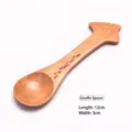 Cute giraffe-shaped wooden dessert spoon for kids, smooth natural finish, 12cm long - Cartoon Giraffe Spoon (Style 01) / 12x3cm