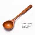 Vintage wooden soup spoon with 34.2cm length and 9cm width - Retro Soup Spoon (Style 04) / 34.2cm x 9cm