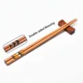 Japanese style wooden chopsticks with colorful double-sided woven pattern design - Style 03 (Rainbow Arrow Feather Pattern)