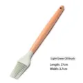 Professional silicone baking oil brush with a natural wooden handle in light green - Light Green
