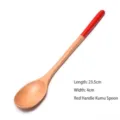 Long handle Korean style wooden spoon with red tip, 23.5cm Schima superba wood stir spoon - Type 03 Red Handle Ke Wood Spoon (170802845) / 23.5x4.0cm / Red Handle Color