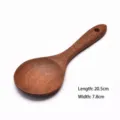 Natural wenge wood rice paddle spoon, length 20.5cm, unpainted finish for cooking - Style 04 / Small Round Spoon (20.5x7.8cm)